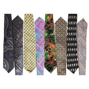 Set of 8 Men's Neck Ties; Silk, USA, Italy, NWT, Geometric, Paisley, Abstract +